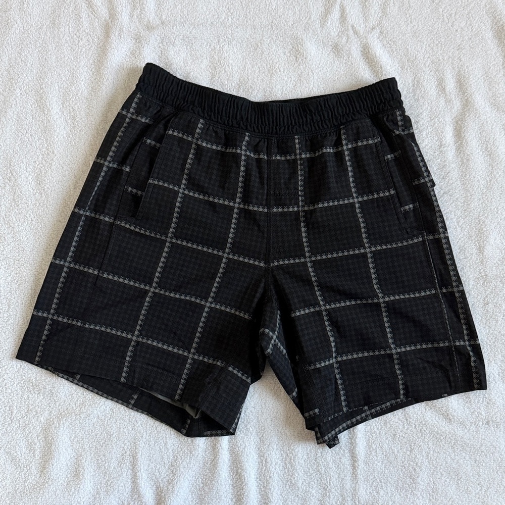 Lululemon Black and Gray Checkered Shorts